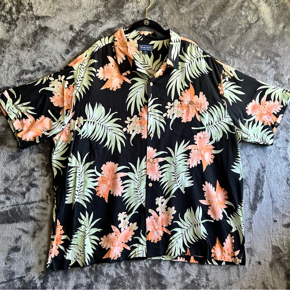 Indygo Smith Hawaiian Shirt Mens 3XB Black Floral Tropical‎ Button Up Camp Beach
